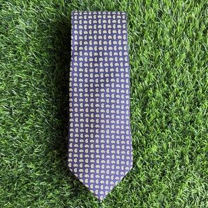 POLO RALPH LAUREN Luxury Designer Navy Blue & Yellow Silk Necktie Professional